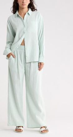 Abound Cotton Gauze Wide Leg Pants in Green Joyful at Nordstrom Rack, Size X-Small