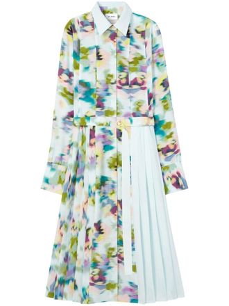 St. John abstract floral-print shirt dress - Blue