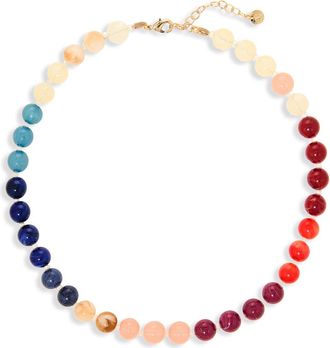 Nordstrom Round Beaded Necklace in Sandalwood Multi- Gold at Nordstrom