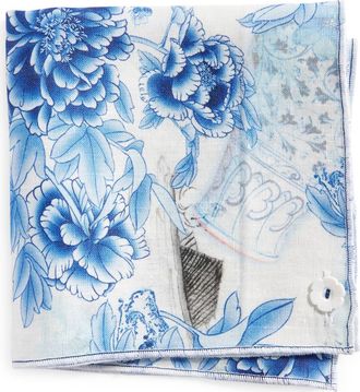 Clifton Wilson Print Linen Pocket Square in Blue at Nordstrom