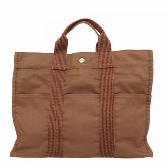 Herm&egrave;s Brown Canvas Tote Bag (Pre-Owned)