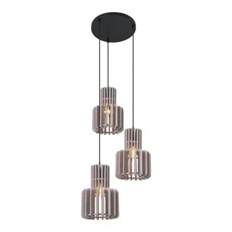 QAZQA Retro/vintage L&aacute;mpara Colgante Retro Negra Con 3 Luces Color Topo - Felt Acero /felt Redonda Adecuado Para Led Max. 3 X 15 Watt - Qazqa