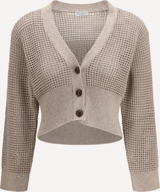 Brunello Cucinelli Cardigan a rete con paillettes Woman M