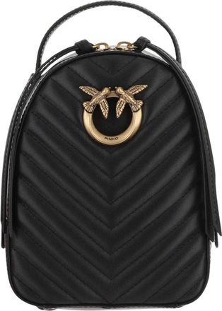 Pinko Leren rugzak met logo en rits - Dames - Rugzakken - Zwart - ONE Size - Leer - Tassen