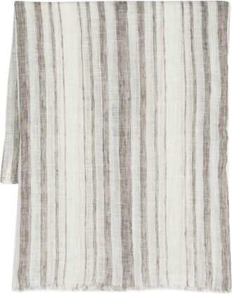 Brunello Cucinelli frayed lightweight scarf - women - Linen/Flax/Cupro/Polyester - One Size - White