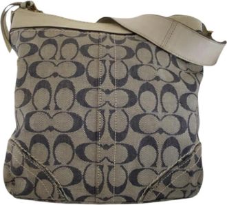 Coach Pre-owned Signature Canvas Leather Crossbody Bag - Dames - Vintage Schoudertas - Grijs - ONE Size - Leer - Vintage