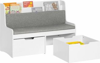 SoBuy Estanter&iacute;a Con Coj&iacute;n De Asiento Banco Almacenamiento Infantil Con 2 Cajones Con Ruedas 100 X 45 X 70 Cm Blanco Kmb66-w Sobuy Es