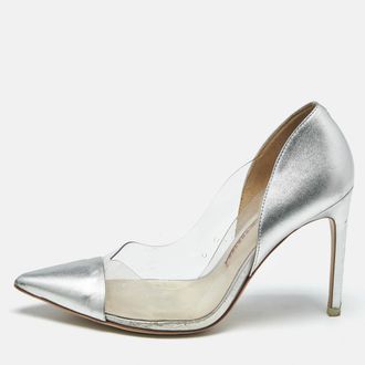 Sophia Webster Silver/Pink Leather and PVC Daria Pointed Toe Pumps Size 38.5