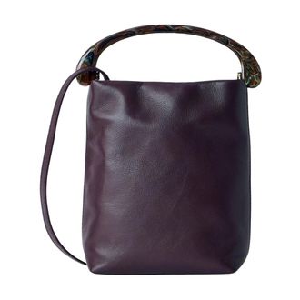 Dries Van Noten Kleine leren handtas met handvat - Dames - Tassen - Paars - Maat: ONE Size Leer