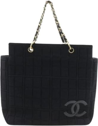 Chanel Pre-owned Jersey Tote Bag - Dames - Vintage Shopper - Zwart - ONE Size - Vintage