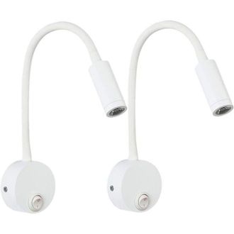 OEM Set Di 2 Lampade Da Lettura Da Parete Bianche Da 3w Con Braccio Flessibile Regolabile In Alluminio, Lampada Da Scrivania E Da Comodino A Led Anti-luce