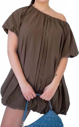 Another Girl Puffball Mini Dress In Brown