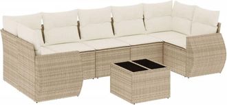 vidaXL Vidaxl - Juego De Sof&aacute;s De Jard&iacute;n Con Cojines Beige 8 Pzas Rat&aacute;n Pe