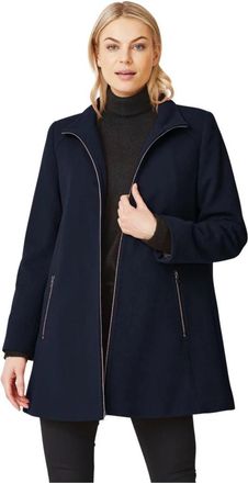 Junge Elegante wollen jas met A-silhouet - Dames - Zomerjassen - Blauw - L - Wol - Jassen