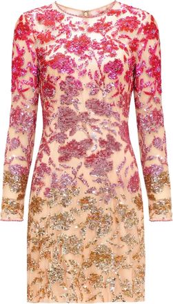 Jenny Packham Jazz mini-jurk verfraaid met pailletten en bloemenpatroon - Beige