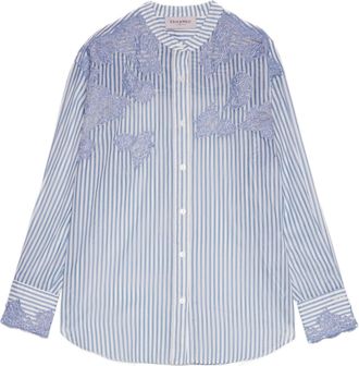 Ermanno Scervino Long-Sleeved Striped Shirt With Lace Detail