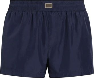 Dolce & Gabbana Logo Plaque Zwemshorts - Heren - Strandmode - Blauw - XL - Badmode