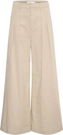 Gestuz Wijde Broek met Losse Pasvorm 10908210 String - Dames - Wijde Broeken - Beige - M - Broeken