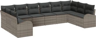 vidaXL Garden Sofa Set 10 pcs Grey Poly rattan Vidaxl