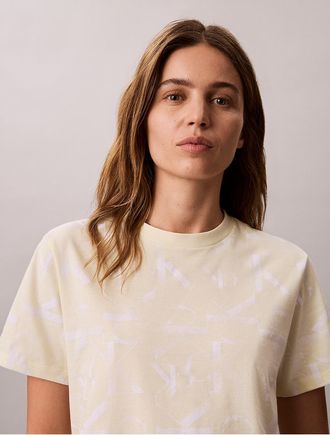 Calvin Klein Jeans Calvin Klein Womens Allover Faded Monogram Classic T-Shirt - Yellow - XL