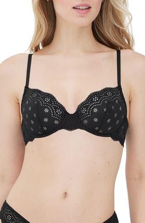 Skarlett Blue Smitten Underwire Eyelet Lace Demi Bra in Black at Nordstrom Rack, Size 32Ddd