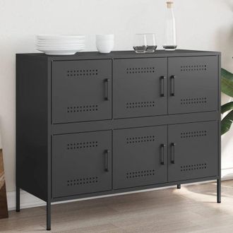 vidaXL Credenza Nera 100,5x39x79 cm in Acciaio - Vidaxl
