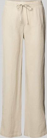 Christian Berg Straight Leg Leinenhose mit Tunnelzug in Beige, Gr&ouml;&szlig;e 38