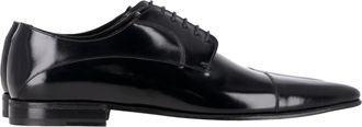 Dolce & Gabbana Pre-owned Mens & Lace-Up Cap-Toe Derby Shoes in Black Leather - Size UK 8