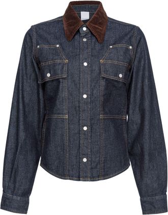 Pinko contrast-stitching denim shirt - women - Cotton/Elastane/Lyocell - 44 - Blue