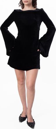 Bally Long-Sleeved Velvet Mini Dress, Brand Size 36 ( US Size 0 )