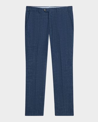 Emporio Armani Men & apos;s Textured Flat-Front Dress Pants