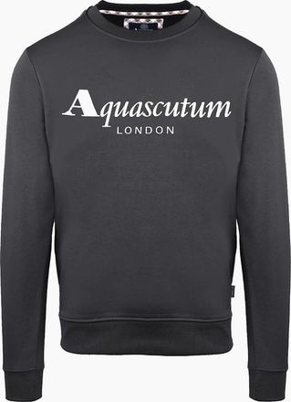 Aquascutum Mens Lacoste Lettering Crew Neck Ribbed Collar Sweatshirt - Grey - Size: 2X large