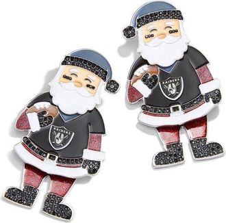 BaubleBar Womens BaubleBar Las Vegas Raiders Santa Claus Earrings in Black at Nordstrom