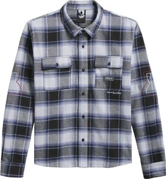 adidas Skateboarding x Mark Gonzales Flannel Shirt Asia Sizing Black Muted Purple Halo Silver KT4341