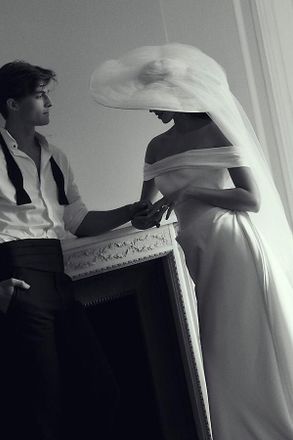 Jenny Yoo Aurora Satin Off-The-Shoulder Wedding Gown with Detachable Skirt