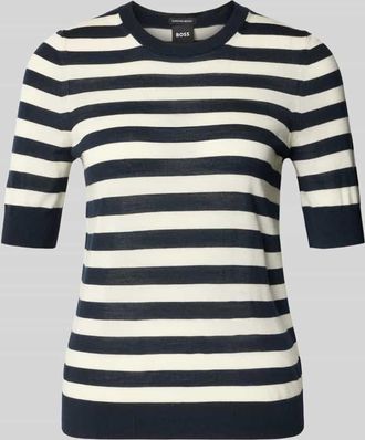 HUGO BOSS Shaped Fit Strickpullover aus reiner Schurwolle Modell Farbella in Dunkelblau, Gr&ouml;&szlig;e XXL