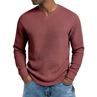 Generic Mens Fleece Crewneck Sweatshirts & Pullovers, Round Neck Long Sleeve Jumper, Sweater for Sports Relaxed Fit Henley Shirts Workout Lightweight Going Ou