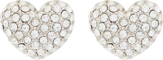 Marc Jacobs Heart Pave Embellished Stud Earrings - Silver - One Size