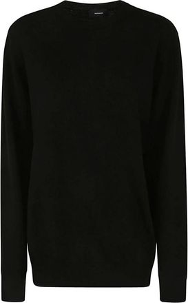 Wardrobe.NYC Zwarte Sweater voor Stijlvolle Look - Dames - Ronde hals truien - Zwart - L - Wol - Truien & Vesten