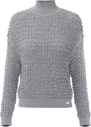 Elisabetta Franchi Boucl&eacute; Mock Neck Sweater with Sequins - Dames - Coltruien - Grijs - XS - Polyester - Truien & Vesten