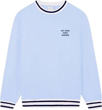 Dr&ocirc;le de Monsieur Le Sweatshirt Slogan Sport - Heren - Ronde hals truien - Blauw - M - Katoen - Truien & Vesten