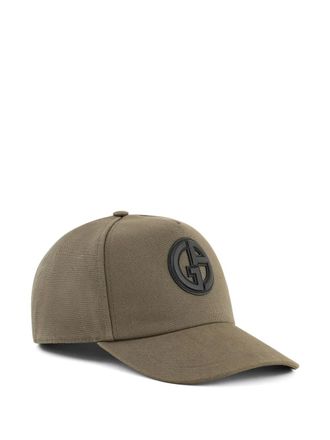 Giorgio Armani logo-appliqué cotton baseball cap - men - Cotton/Cotton/Calf Leather - M - Green
