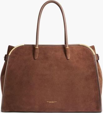 DKNY Satin Suede Tote in Chocolate at Nordstrom