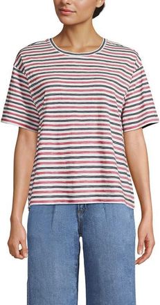 Lands End Short Sleeve Slub Jersey Cutwork T-Shirt in Clear Blue Sky at Nordstrom, Size X-Large