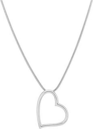 Gold & Honey Womens Classic Heart Necklace In Silver
