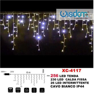 Trade Shop Trade Shop - Tenda Luminosa Natalizia 256 Led Luce Calda Fissa + Intermittente Ip44 Xc-4117