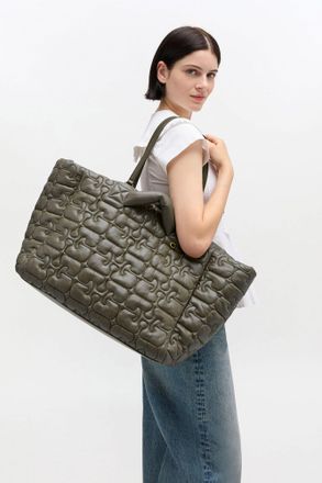 Ganni Green Quilted Re-Tech XXL Tote