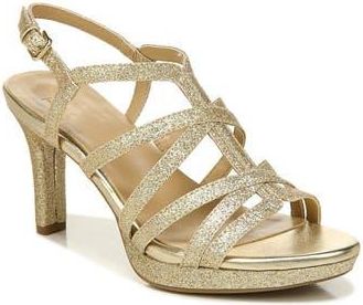 Naturalizer Baylor Strappy Slingback Sandal - Wide Width Available in Gold Glitter at Nordstrom Rack, Size 8.5
