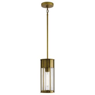 Netlighting Camillo 1 Light Outdoor Pendant Painted Natural Brass IP44 in Gold