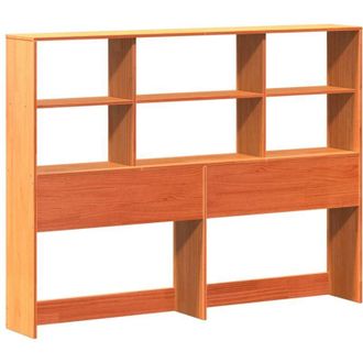 vidaXL Cabecero De Cama Almacenaje Madera Maciza Pino Marr&oacute;n 140 Cm Vidaxl
